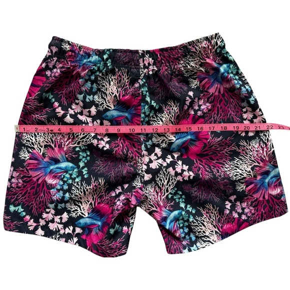 PSYCHO TUNA Pink and Blue Tropical Swim Trunks with Drawstring Waist L - Picture 4 of 6
